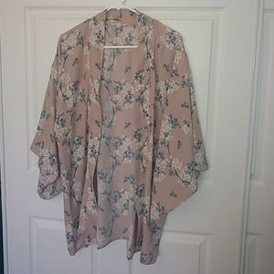 Nude/Pink Flower kimono